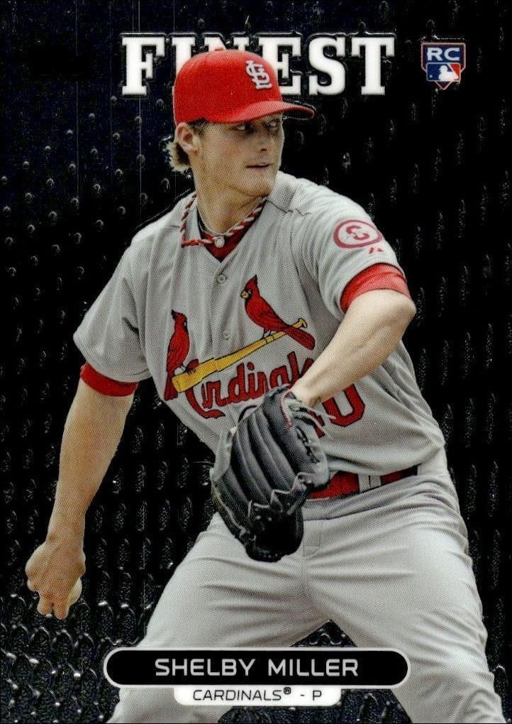 Shelby Miller 2013 Topps Finest #69 Baseball Trading Card - Front 2013 Topps Finest Shelby Miller #69 baseball trading card front