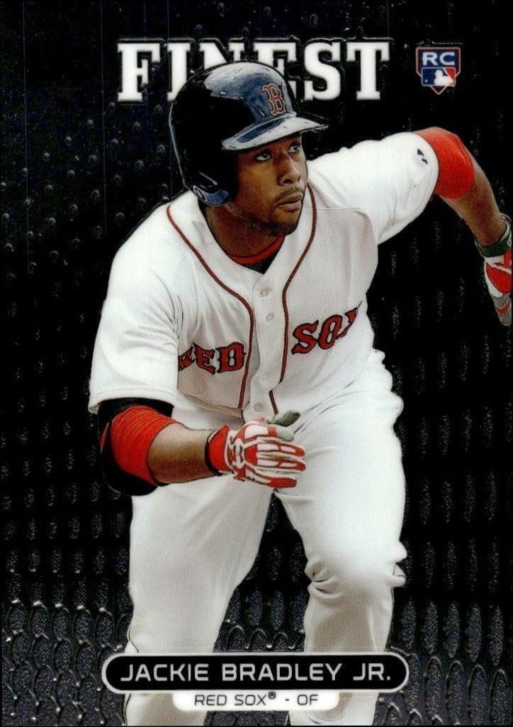Jackie Bradley Jr. 2013 Topps Finest #39 Baseball Trading Card - Front 2013 Topps Finest Jackie Bradley Jr. #39 baseball trading card front