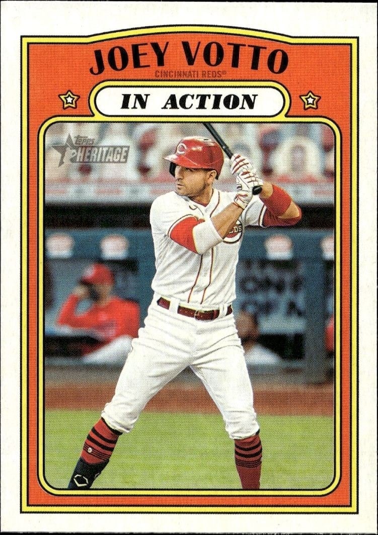 Joey Votto 2021 Topps Heritage #46 Baseball Trading Card - Front 2021 Topps Heritage Joey Votto #46 baseball trading card front