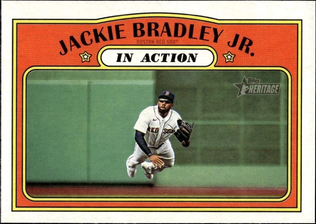 Jackie Bradley Jr. 2021 Topps Heritage #172 Baseball Trading Card - Front 2021 Topps Heritage Jackie Bradley Jr. #172 baseball trading card front