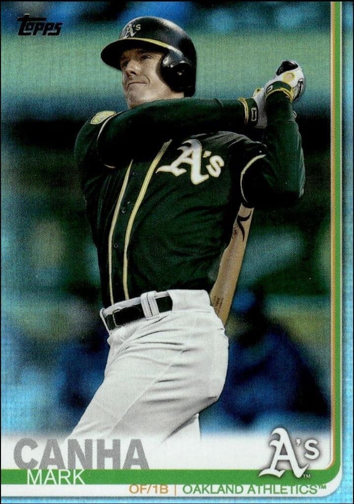 Mark Canha 2019 Topps Series 2 #612 Baseball Trading Card - Front 2019 Topps Series 2 Mark Canha #612 baseball trading card front