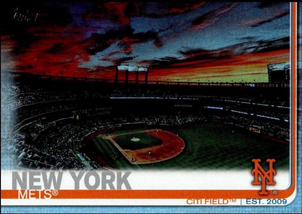 New York Mets 2019 Topps Series 2 #497 Baseball Trading Card - Front 2019 Topps Series 2 New York Mets #497 baseball trading card front