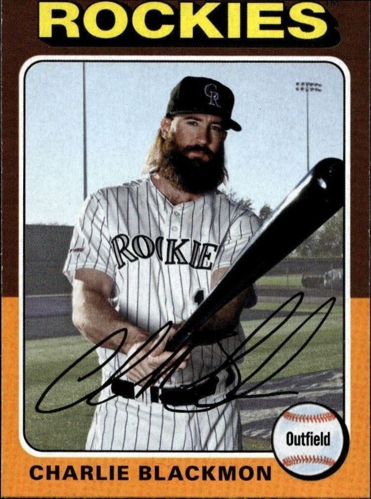 Charlie Blackmon 2019 Topps Archives #157 Baseball Trading Card - Front 2019 Topps Archives Charlie Blackmon #157 baseball trading card front