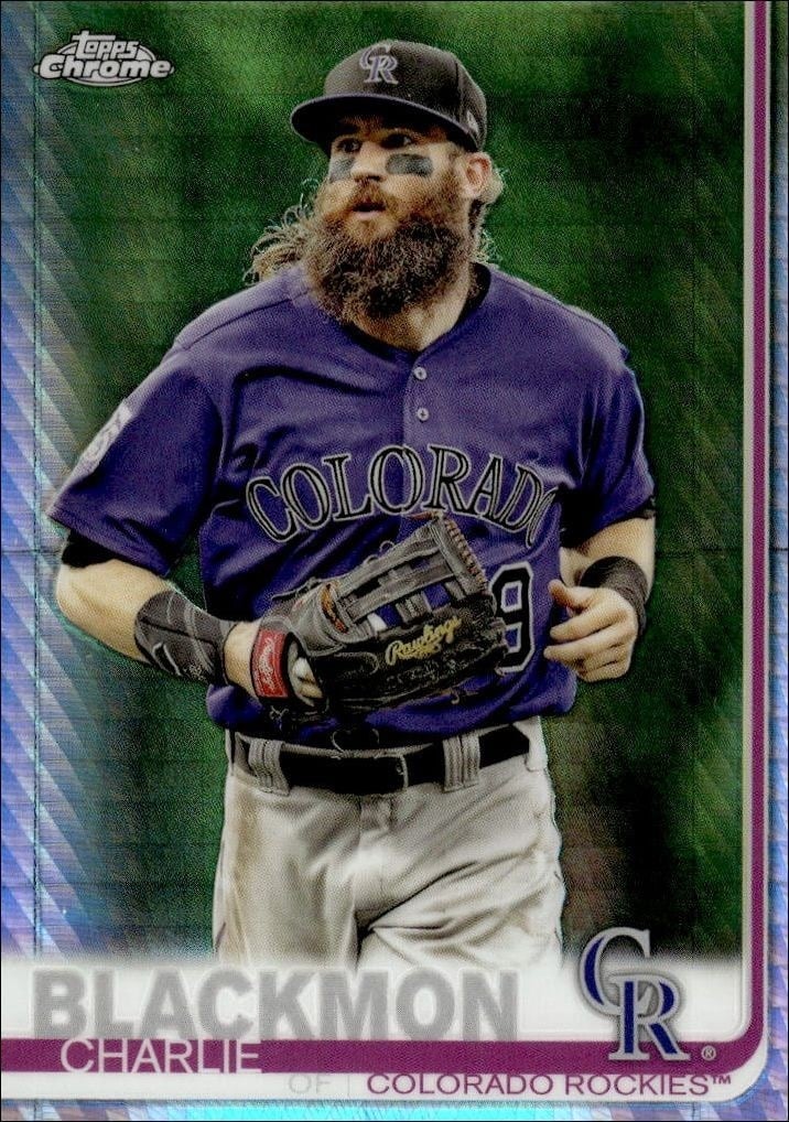 Charlie Blackmon 2019 Topps Chrome #16 Baseball Trading Card - Front 2019 Topps Chrome Charlie Blackmon #16 baseball trading card front