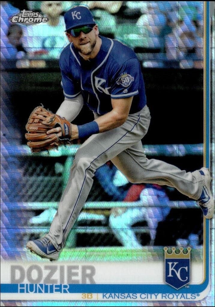 Hunter Dozier 2019 Topps Chrome #166 Baseball Trading Card - Front 2019 Topps Chrome Hunter Dozier #166 baseball trading card front
