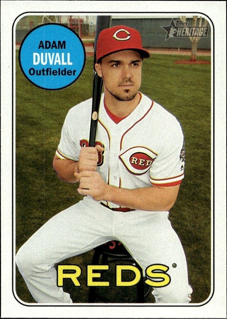 Adam Duvall 2018 Topps Heritage #89 Baseball Trading Card - Front 2018 Topps Heritage Adam Duvall #89 baseball trading card front