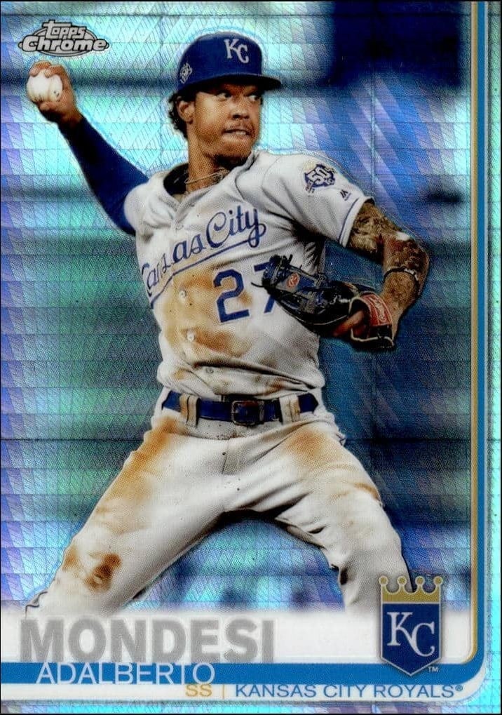 Adalberto Mondesi 2019 Topps Chrome #22 Baseball Trading Card - Front 2019 Topps Chrome Adalberto Mondesi #22 baseball trading card front