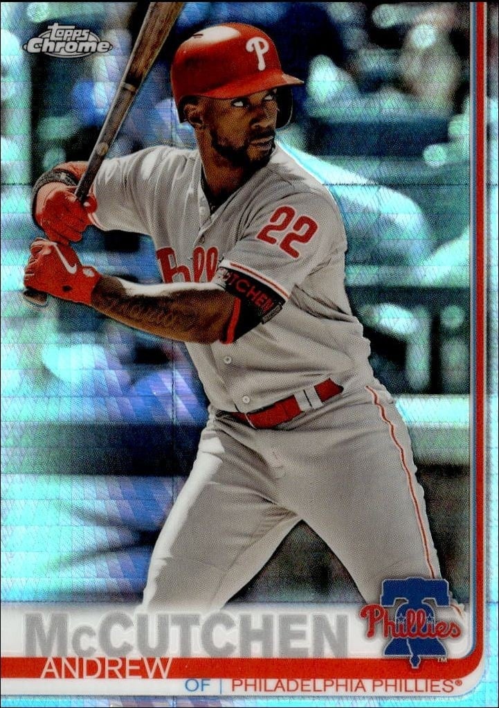 Andrew McCutchen 2019 Topps Chrome #77 Baseball Trading Card - Front 2019 Topps Chrome Andrew McCutchen #77 baseball trading card front
