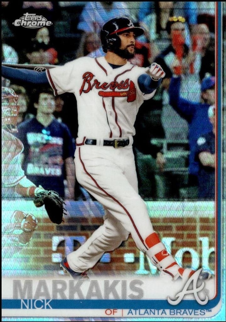Nick Markakis 2019 Topps Chrome #145 Baseball Trading Card - Front 2019 Topps Chrome Nick Markakis #145 baseball trading card front