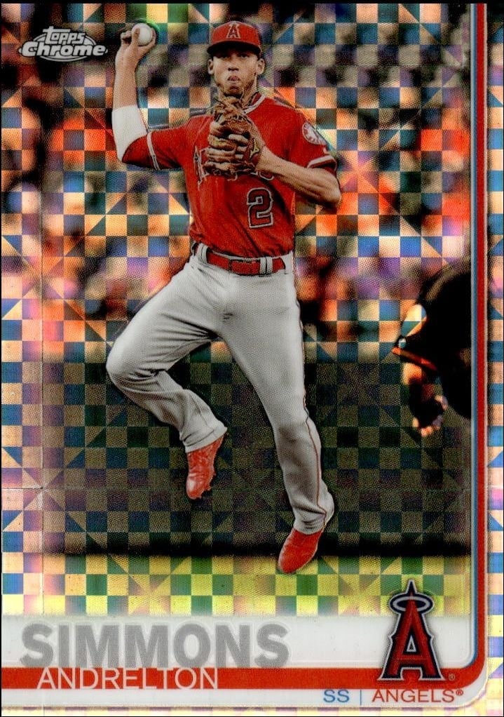 Andrelton Simmons 2019 Topps Chrome #255 Baseball Trading Card - Front 2019 Topps Chrome Andrelton Simmons #255 baseball trading card front