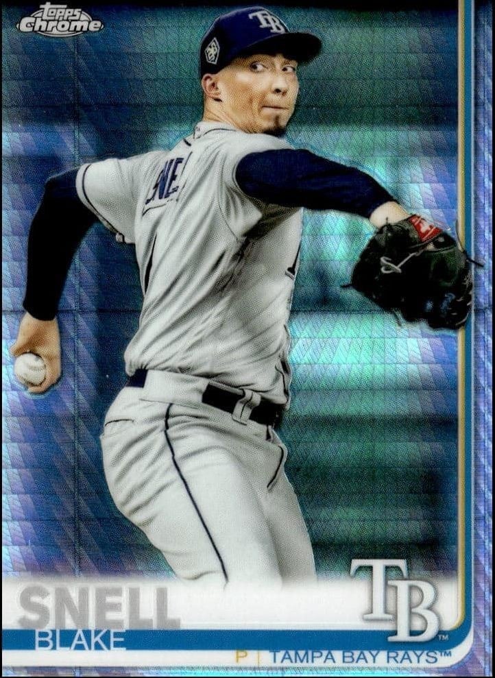 Blake Snell 2019 Topps Chrome #196 Baseball Trading Card - Front 2019 Topps Chrome Blake Snell #196 baseball trading card front