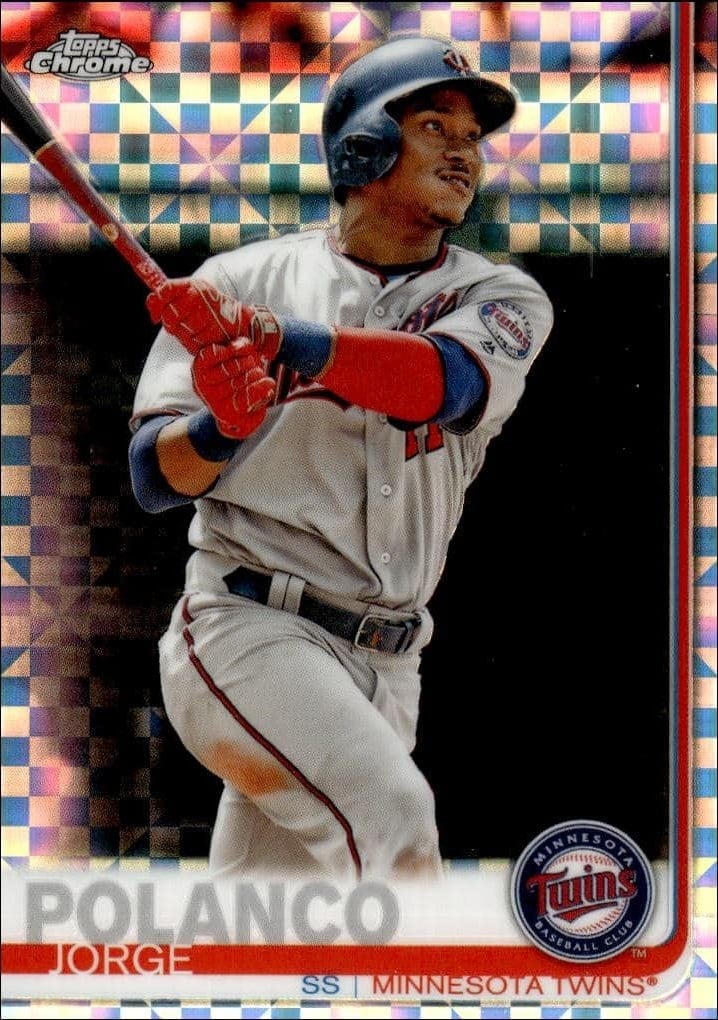 Jorge Polanco 2019 Topps Chrome #81 Baseball Trading Card - Front 2019 Topps Chrome Jorge Polanco #81 baseball trading card front