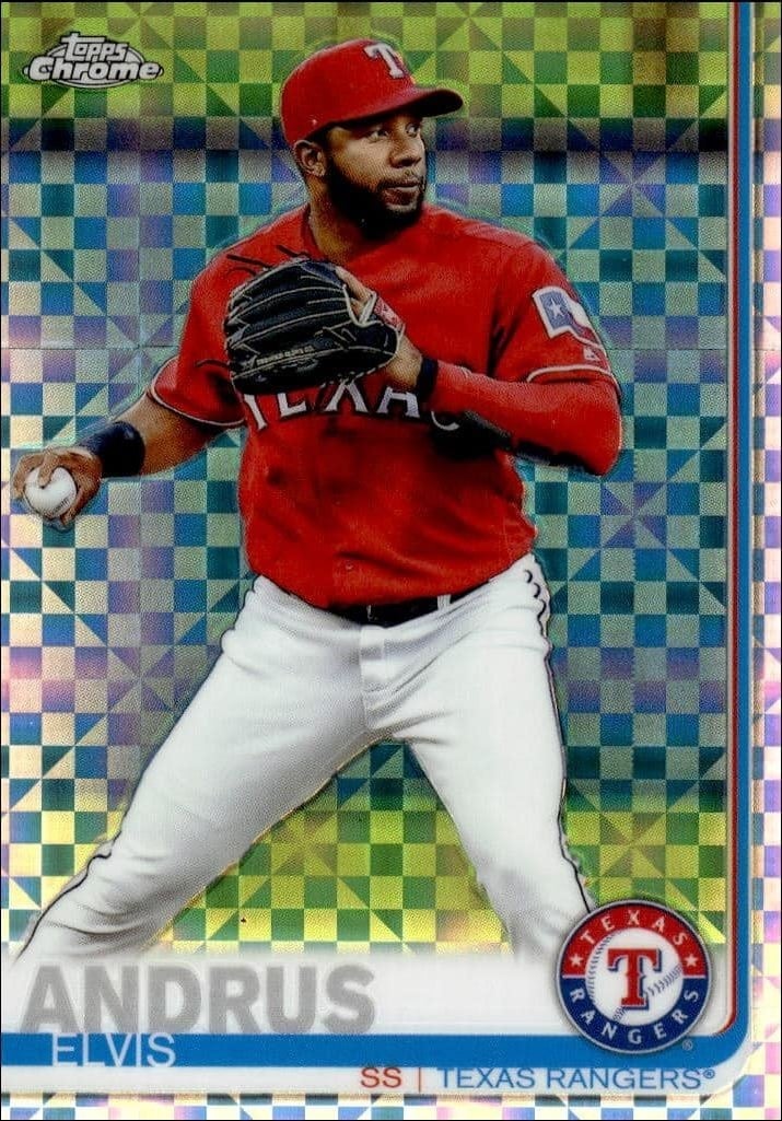 Elvis Andrus 2019 Topps Chrome #157 Baseball Trading Card - Front 2019 Topps Chrome Elvis Andrus #157 baseball trading card front