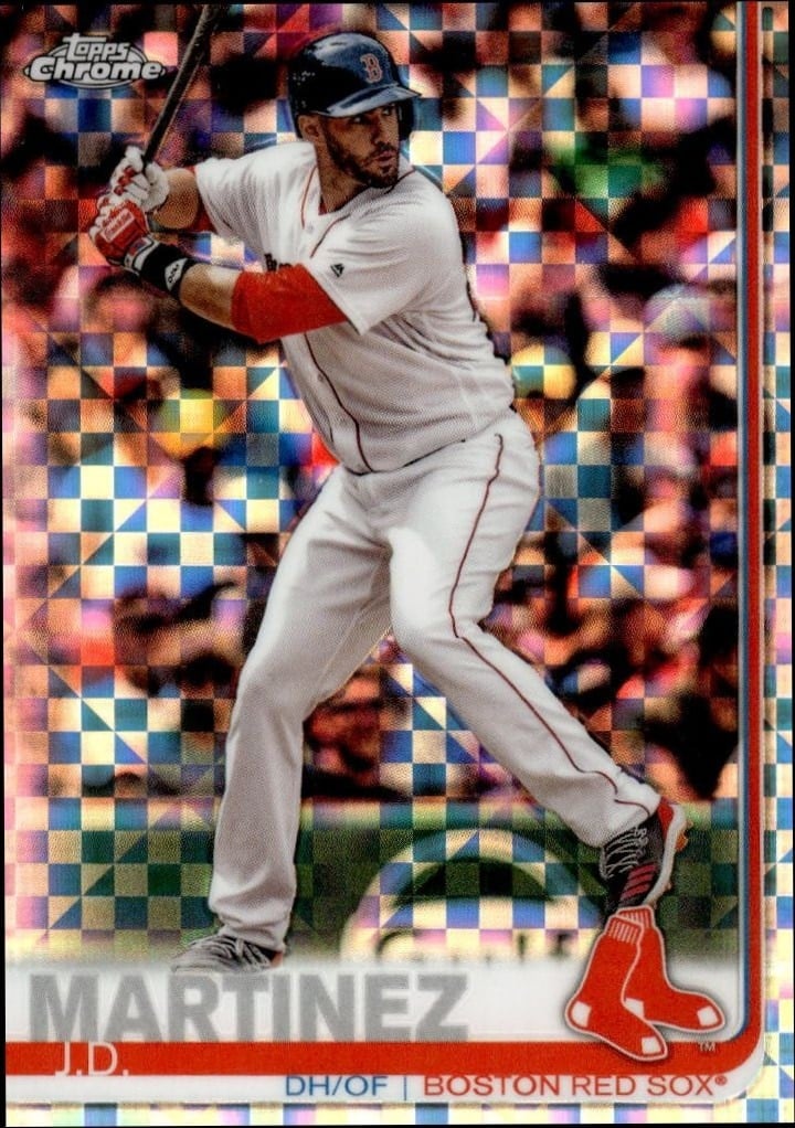 J.D. Martinez 2019 Topps Chrome #77 Baseball Trading Card - Front 2019 Topps Chrome J.D. Martinez #77 baseball trading card front