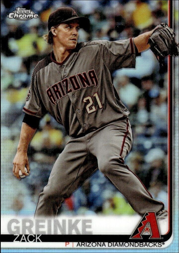 Zack Greinke 2019 Topps Chrome #23 Baseball Trading Card - Front 2019 Topps Chrome Zack Greinke #23 baseball trading card front
