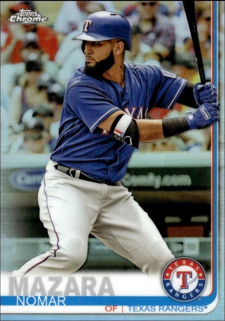 Nomar Mazara 2019 Topps Chrome #354 Baseball Trading Card - Front 2019 Topps Chrome Nomar Mazara #354 baseball trading card front