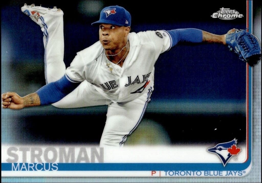 Marcus Stroman 2019 Topps Chrome #128 Baseball Trading Card - Front 2019 Topps Chrome Marcus Stroman #128 baseball trading card front