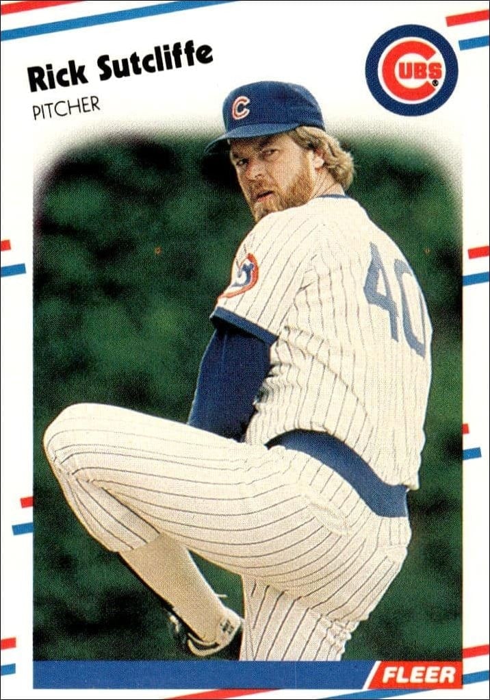 Rick Sutcliffe 1988 Fleer #435 Baseball Trading Card - Front 1988 Fleer Rick Sutcliffe #435 baseball trading card front