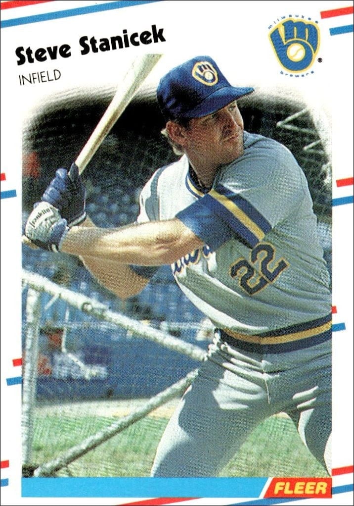 Steve Stanicek 1988 Fleer #174 Baseball Trading Card - Front 1988 Fleer Steve Stanicek #174 baseball trading card front