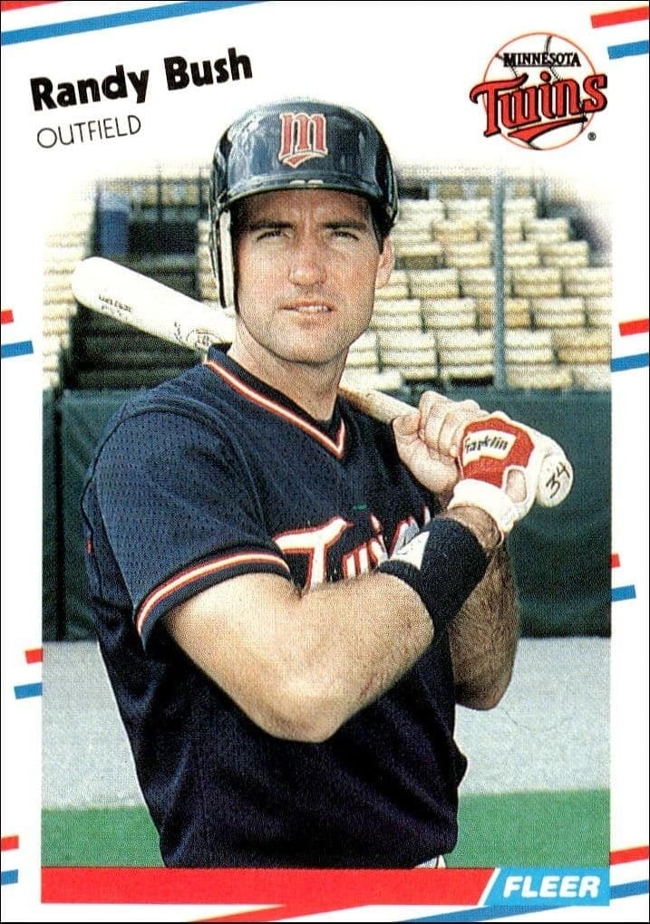 Randy Bush 1988 Fleer #6 Baseball Trading Card - Front 1988 Fleer Randy Bush #6 baseball trading card front