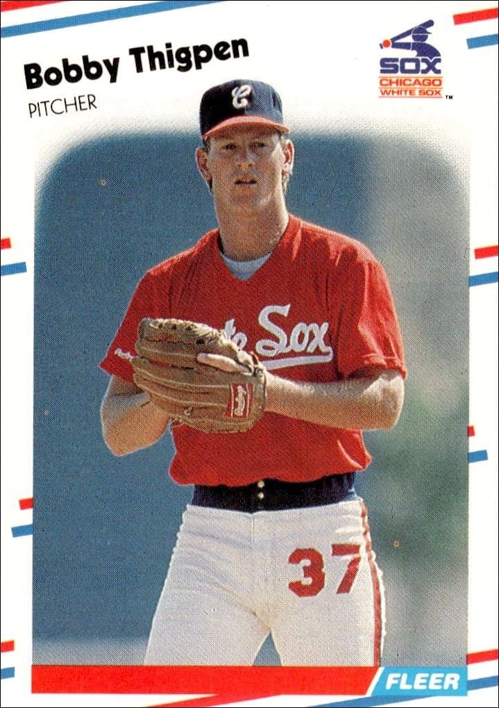 Bobby Thigpen 1988 Fleer #410 Baseball Trading Card - Front 1988 Fleer Bobby Thigpen #410 baseball trading card front