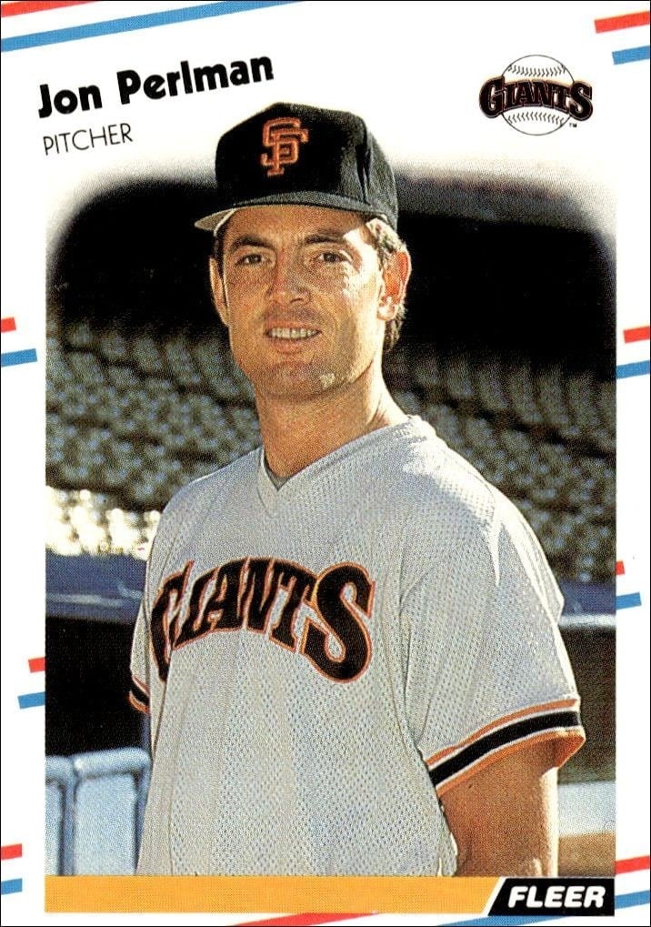 Jon Perlman 1988 Fleer #93 Baseball Trading Card - Front 1988 Fleer Jon Perlman #93 baseball trading card front