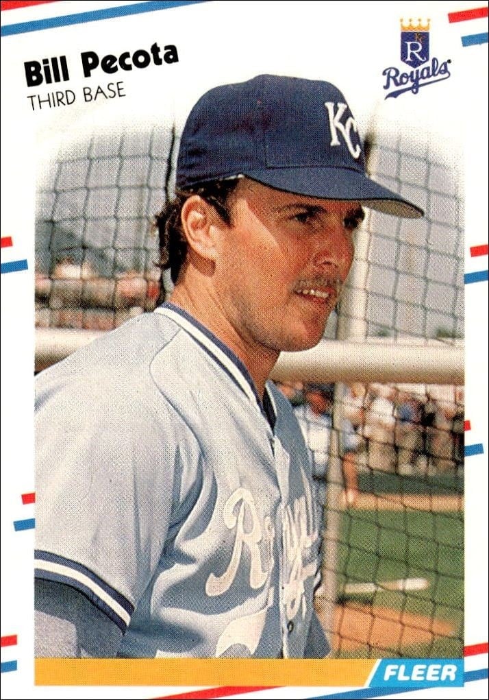 Bill Pecota 1988 Fleer #264 Baseball Trading Card - Front 1988 Fleer Bill Pecota #264 baseball trading card front