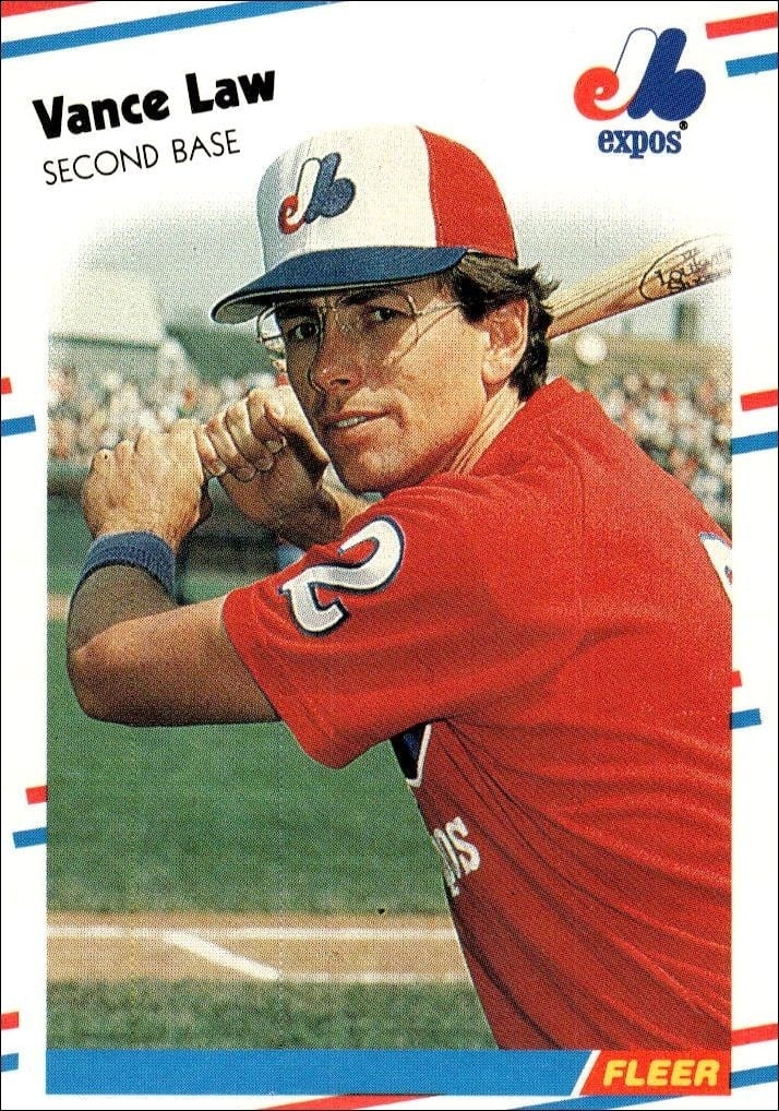 Vance Law 1988 Fleer #187 Baseball Trading Card - Front 1988 Fleer Vance Law #187 baseball trading card front