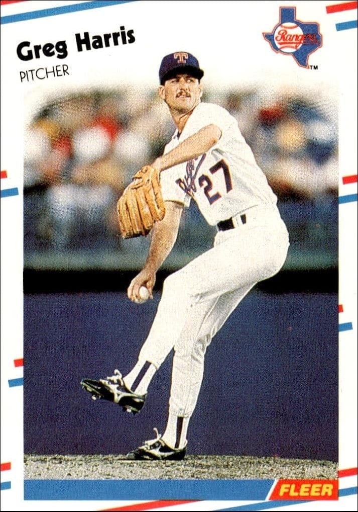 Greg Harris 1988 Fleer #468 Baseball Trading Card - Front 1988 Fleer Greg Harris #468 baseball trading card front