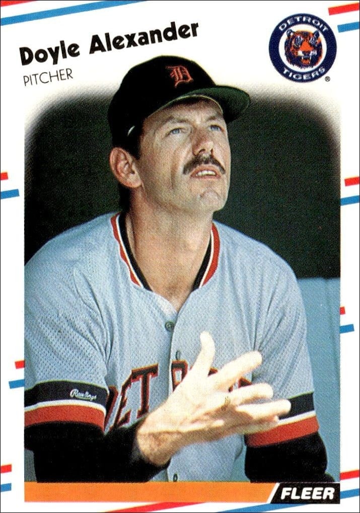 Doyle Alexander 1988 Fleer #51 Baseball Trading Card - Front 1988 Fleer Doyle Alexander #51 baseball trading card front