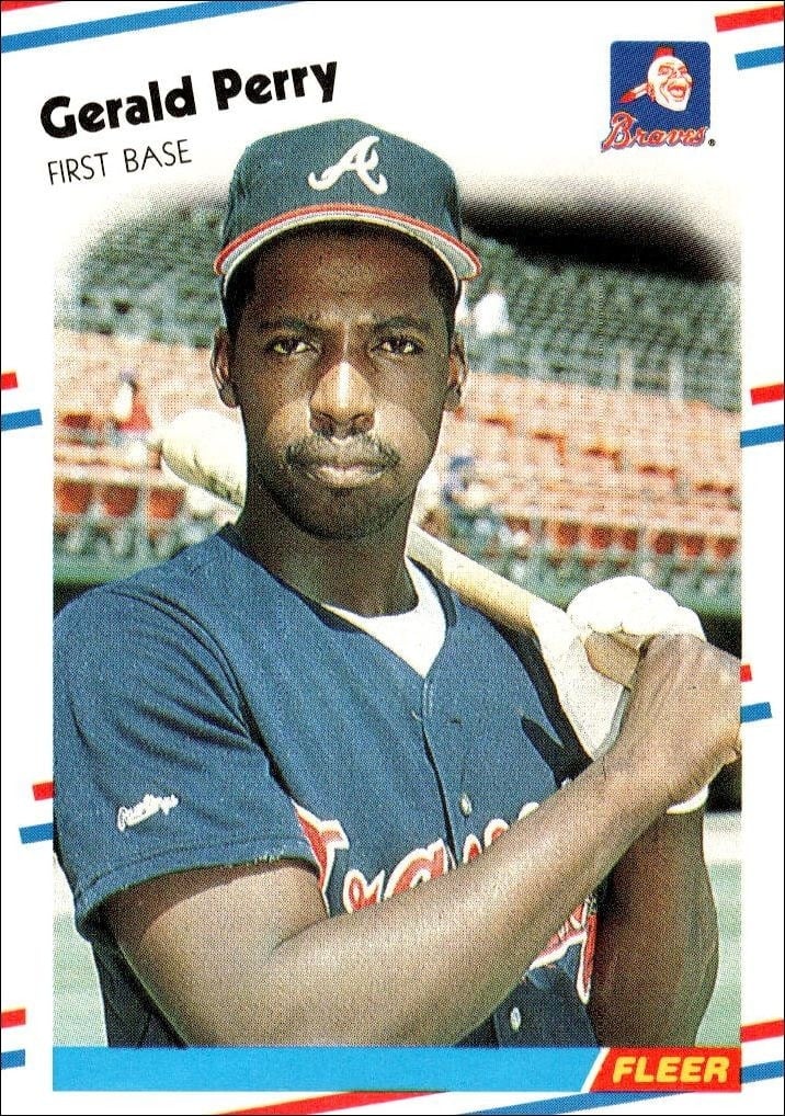 Gerald Perry 1988 Fleer #547 Baseball Trading Card - Front 1988 Fleer Gerald Perry #547 baseball trading card front