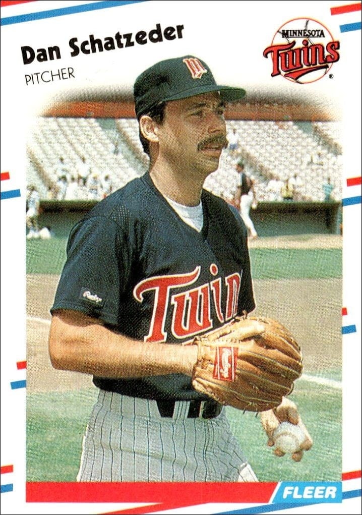 Dan Schatzeder 1988 Fleer #21 Baseball Trading Card - Front 1988 Fleer Dan Schatzeder #21 baseball trading card front