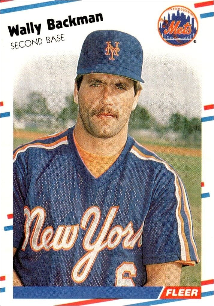Wally Backman 1988 Fleer #128 Baseball Trading Card - Front 1988 Fleer Wally Backman #128 baseball trading card front