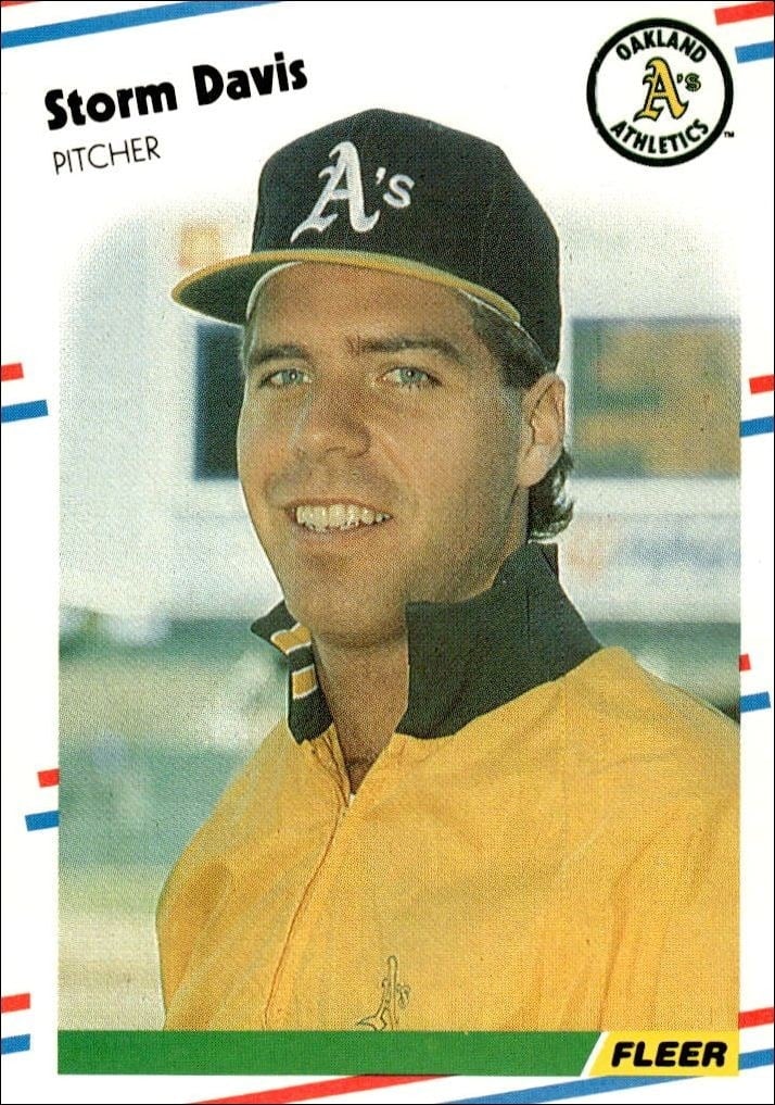 Storm Davis 1988 Fleer #278 Baseball Trading Card - Front 1988 Fleer Storm Davis #278 baseball trading card front