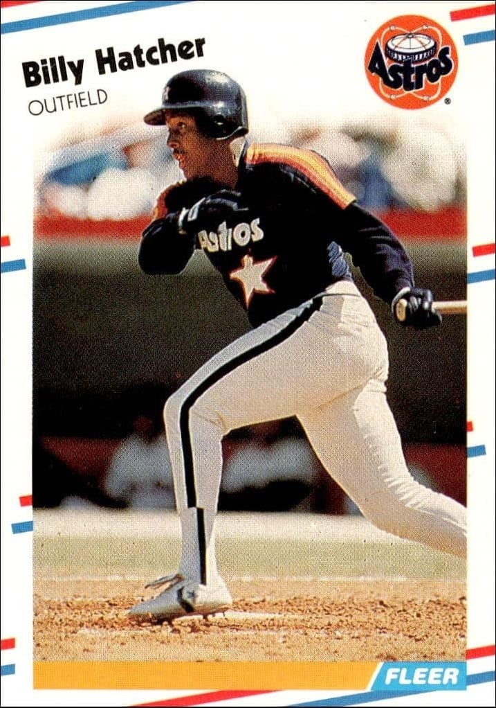 Billy Hatcher 1988 Fleer #449 Baseball Trading Card - Front 1988 Fleer Billy Hatcher #449 baseball trading card front