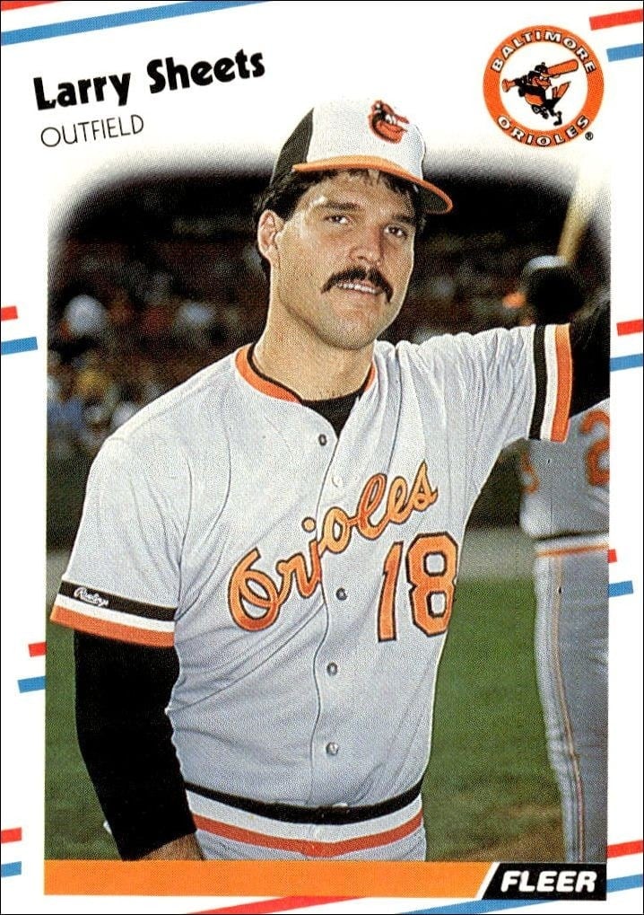 Larry Sheets 1988 Fleer #572 Baseball Trading Card - Front 1988 Fleer Larry Sheets #572 baseball trading card front