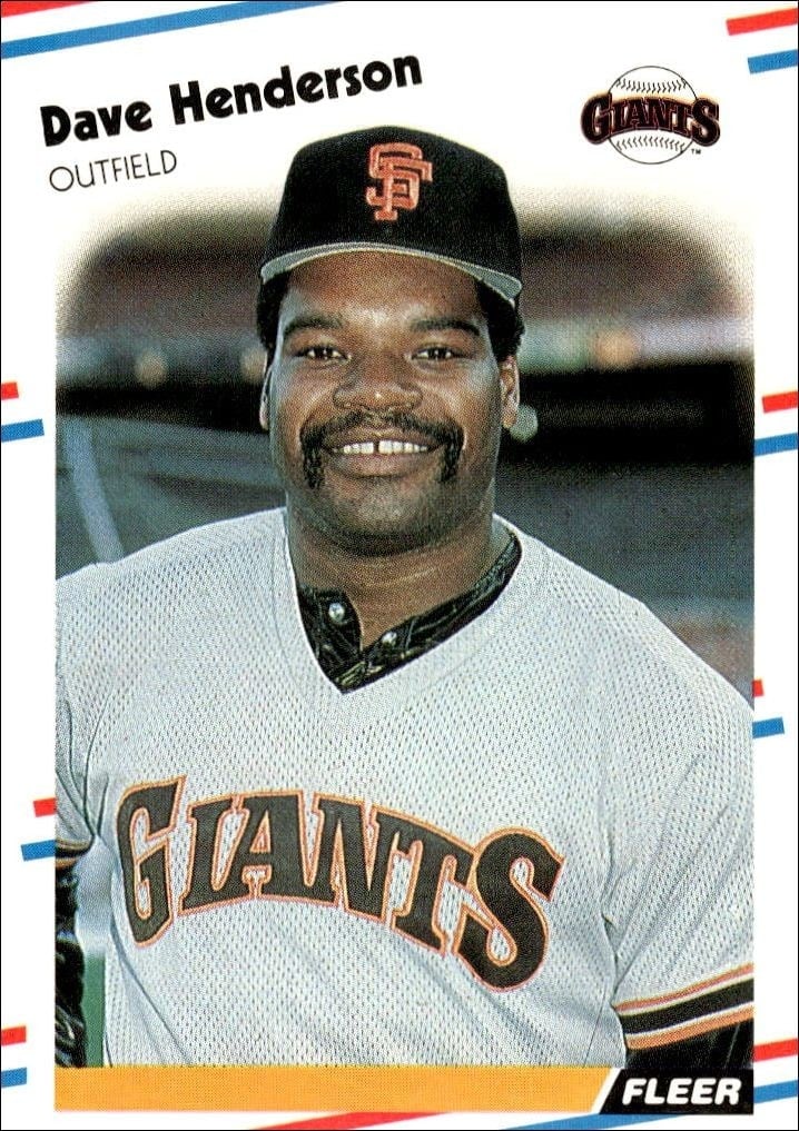 Dave Henderson 1988 Fleer #84 Baseball Trading Card - Front 1988 Fleer Dave Henderson #84 baseball trading card front