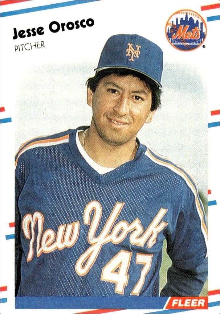 Jesse Orosco 1988 Fleer #148 Baseball Trading Card - Front 1988 Fleer Jesse Orosco #148 baseball trading card front