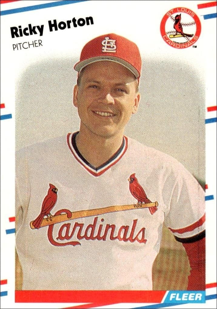 Ricky Horton 1988 Fleer #36 Baseball Trading Card - Front 1988 Fleer Ricky Horton #36 baseball trading card front