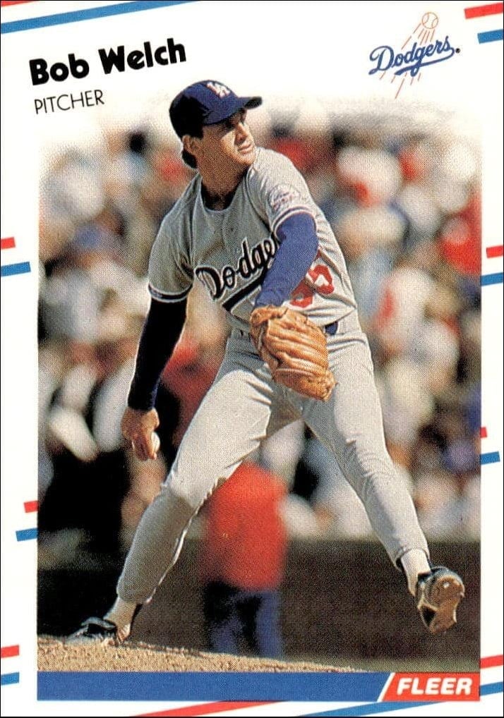 Bob Welch 1988 Fleer #529 Baseball Trading Card - Front 1988 Fleer Bob Welch #529 baseball trading card front