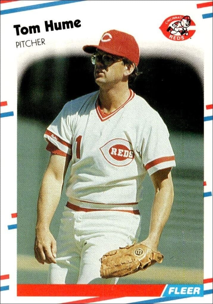Tom Hume 1988 Fleer #236 Baseball Trading Card - Front 1988 Fleer Tom Hume #236 baseball trading card front