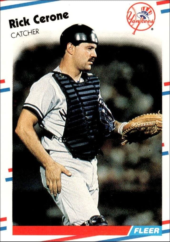 Rick Cerone 1988 Fleer #203 Baseball Trading Card - Front 1988 Fleer Rick Cerone #203 baseball trading card front