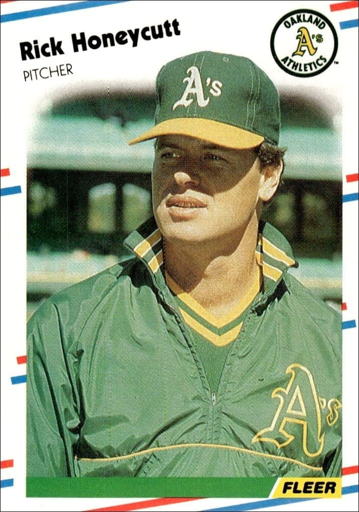 Rick Honeycutt 1988 Fleer #281 Baseball Trading Card - Front 1988 Fleer Rick Honeycutt #281 baseball trading card front