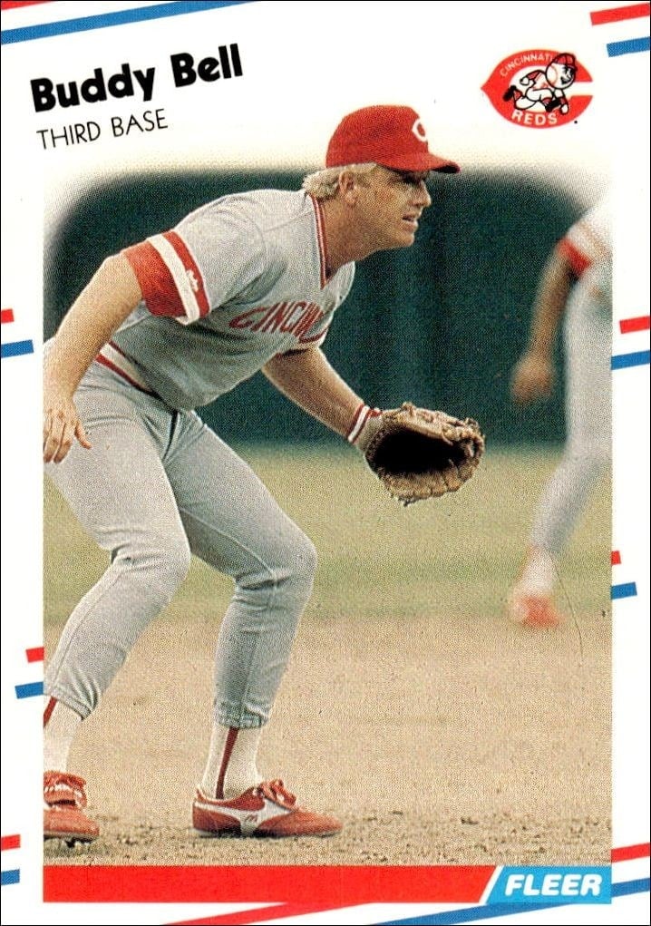 Buddy Bell 1988 Fleer #227 Baseball Trading Card - Front 1988 Fleer Buddy Bell #227 baseball trading card front