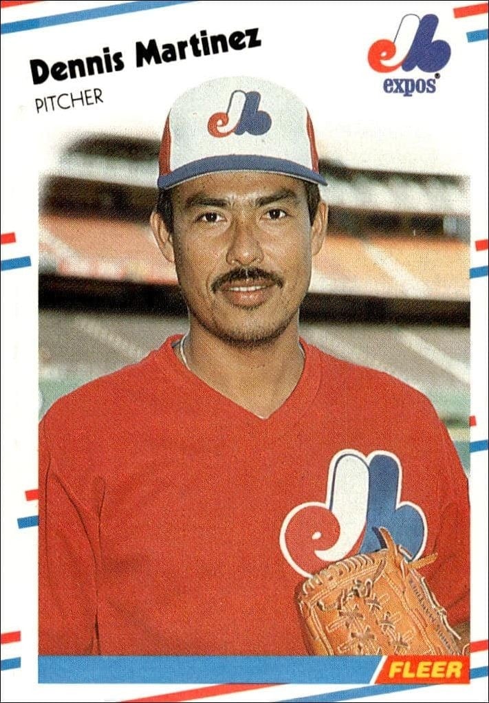 Dennis Martinez 1988 Fleer #188 Baseball Trading Card - Front 1988 Fleer Dennis Martinez #188 baseball trading card front