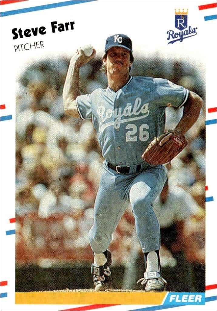 Steve Farr 1988 Fleer #256 Baseball Trading Card - Front 1988 Fleer Steve Farr #256 baseball trading card front