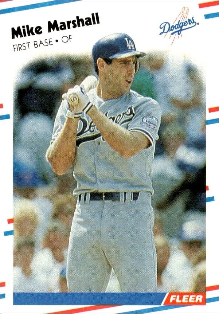 Mike Marshall 1988 Fleer #522 Baseball Trading Card - Front 1988 Fleer Mike Marshall #522 baseball trading card front
