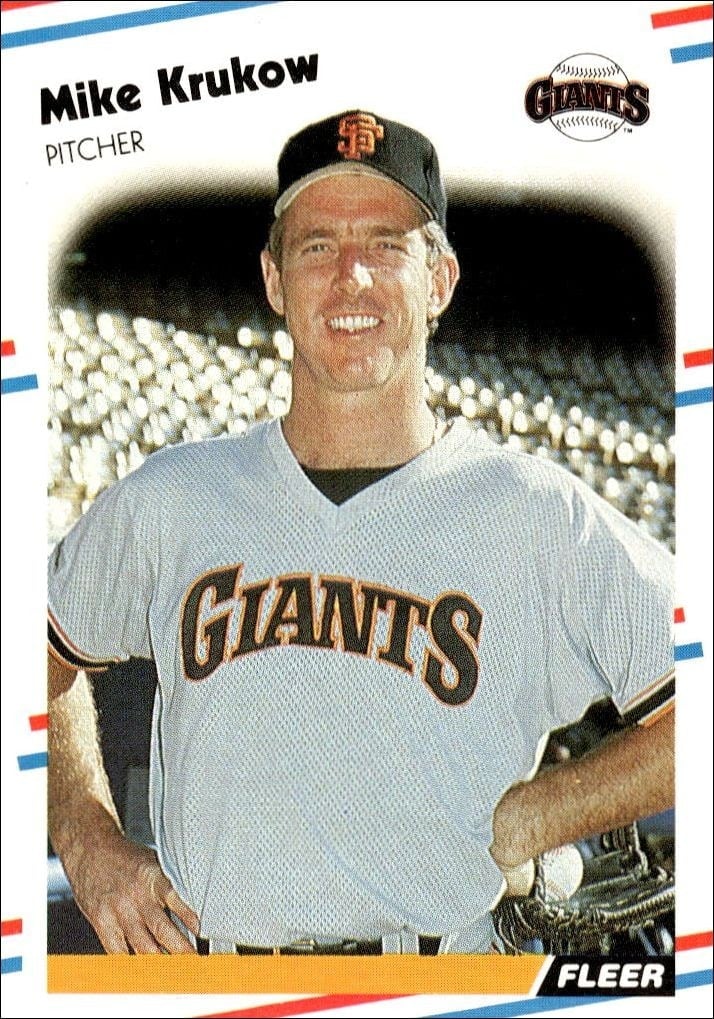 Mike Krukow 1988 Fleer #85 Baseball Trading Card - Front 1988 Fleer Mike Krukow #85 baseball trading card front