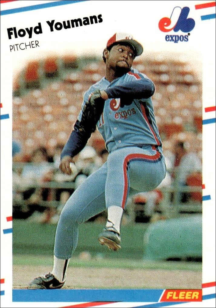 Floyd Youmans 1988 Fleer #201 Baseball Trading Card - Front 1988 Fleer Floyd Youmans #201 baseball trading card front