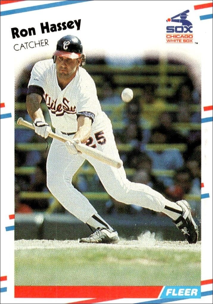 Ron Hassey 1988 Fleer #399 Baseball Trading Card - Front 1988 Fleer Ron Hassey #399 baseball trading card front